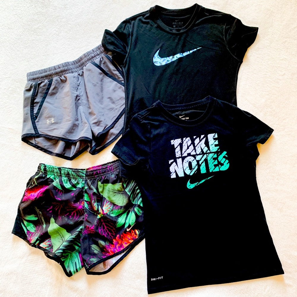 Girls Medium Nike Under Armour Shorts Shirts